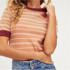 Free People Orange Striped Shirt / Size Small
